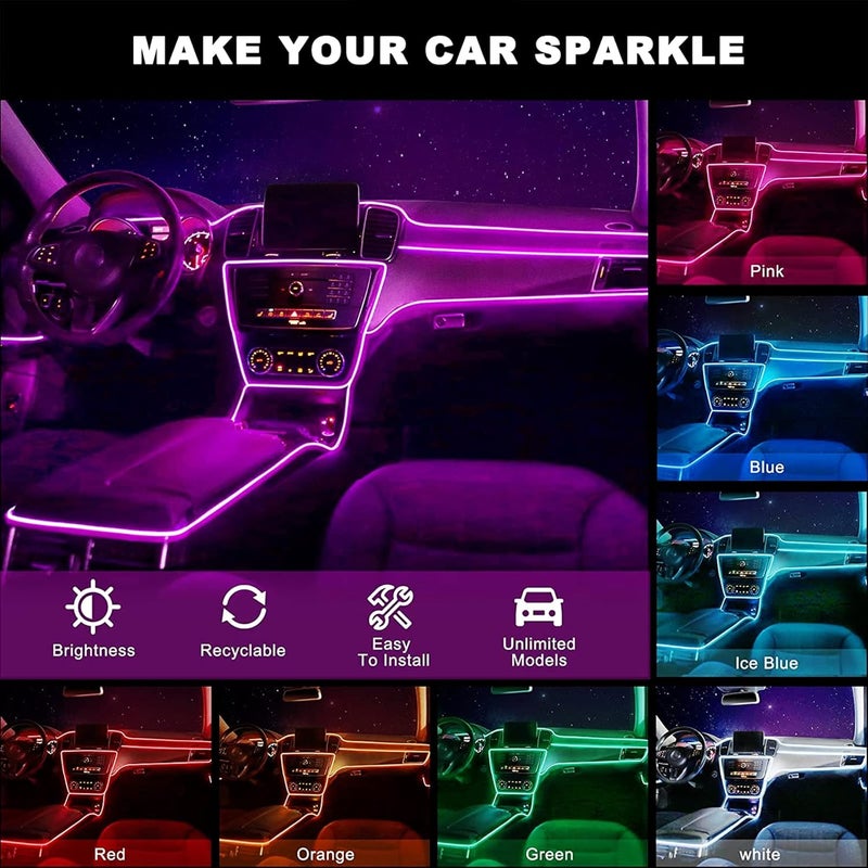 Goodream Interior Car Strip Lights - USB Music Sync Multicolor LED Fiber Optic Ambient Lighting Kit for Cars, Trucks, and SUVs - Image 3