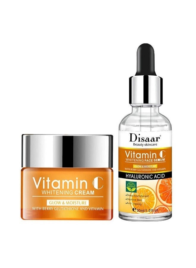 ديسار سيروم تبييض الوجه بفيتامين سي بحمض الهيالورونيك 30 مللي بالإضافة إلى كريم تبييض فيتامين سي توهج ترطيب حمض الهيالورونيك المغذي 50 مللي - Image 2