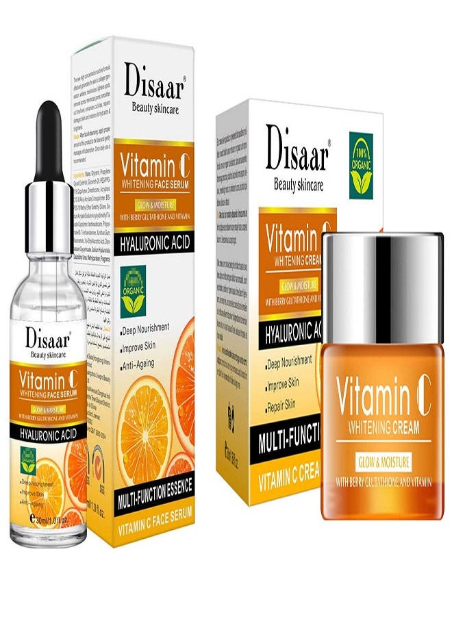 Disaar Vitamin C Hyaluronic Acid Whitening Face Serum 30ml Plus Whitening Cream Vitamin С Glow Moisturizing Hyaluronic Acid Nourishment 50ml  - Image 1