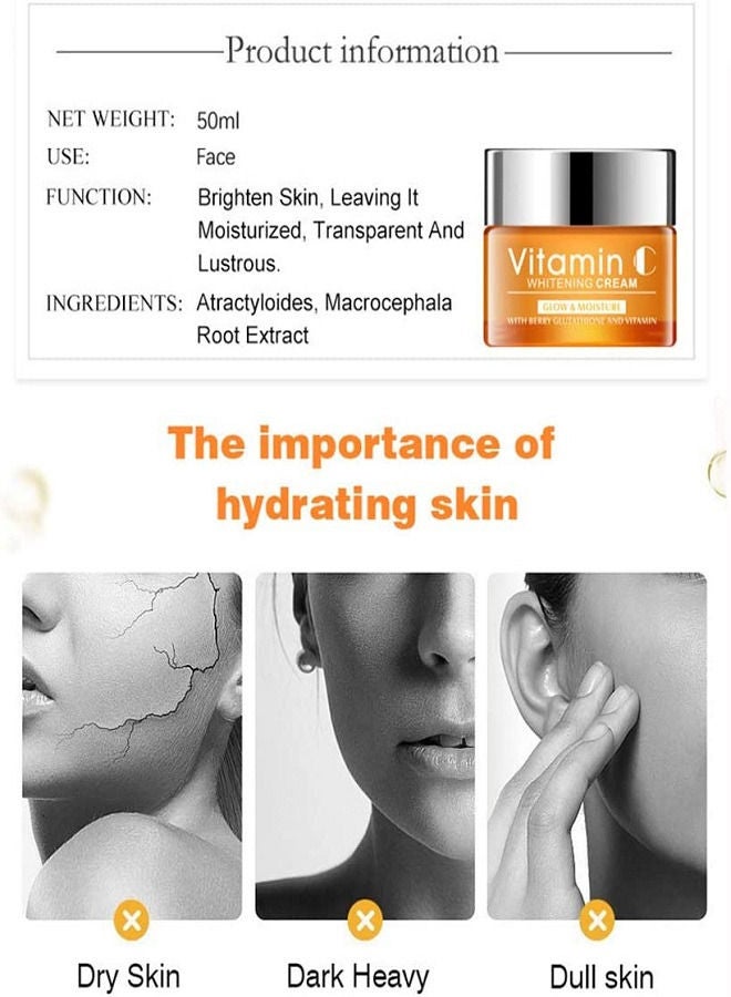 Vitamin C Hyaluronic Acid Whitening Face Serum 30ml Plus Whitening Cream Vitamin С Glow Moisturizing Hyaluronic Acid Nourishment 50ml