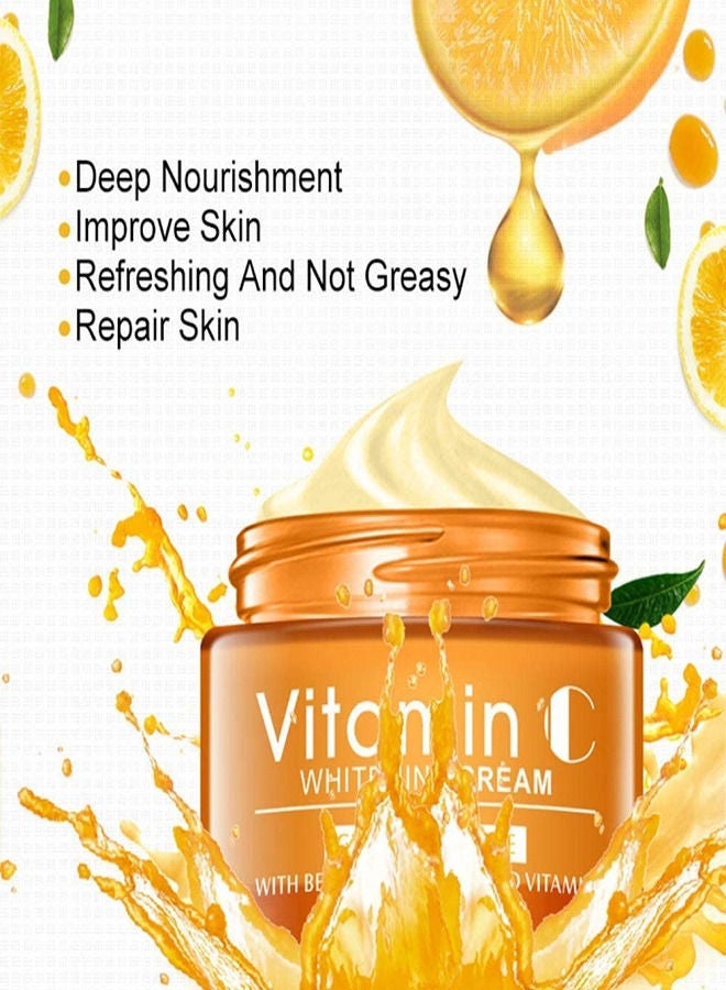 Vitamin C Hyaluronic Acid Whitening Face Serum 30ml Plus Whitening Cream Vitamin С Glow Moisturizing Hyaluronic Acid Nourishment 50ml