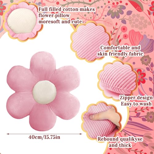 Sratte 3 Pcs Flower Pillows Flower Shaped Throw Pillow Cute Daisy Pillow Seating Cushions for Adults Home Bedroom Sofa Chair Couch Decor(Vivid Colors,16") - Image 5