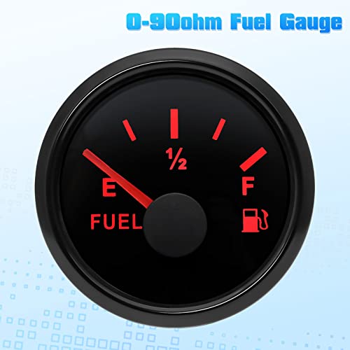 ARTILAURA 0-90 ohm Fuel Gauge 2 inch Boat Fuel Level Gauge Marine Gas Tank Meter for Universal AUTO Car Truck Diesel RV Vehicle (Black) - Image 5