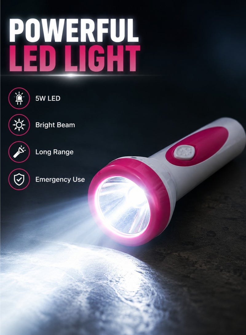 Rechargeable LED Flashlight USB Charging 5W High Power Torch Light 1500mAh Portable Emergency Lamp - Image 2