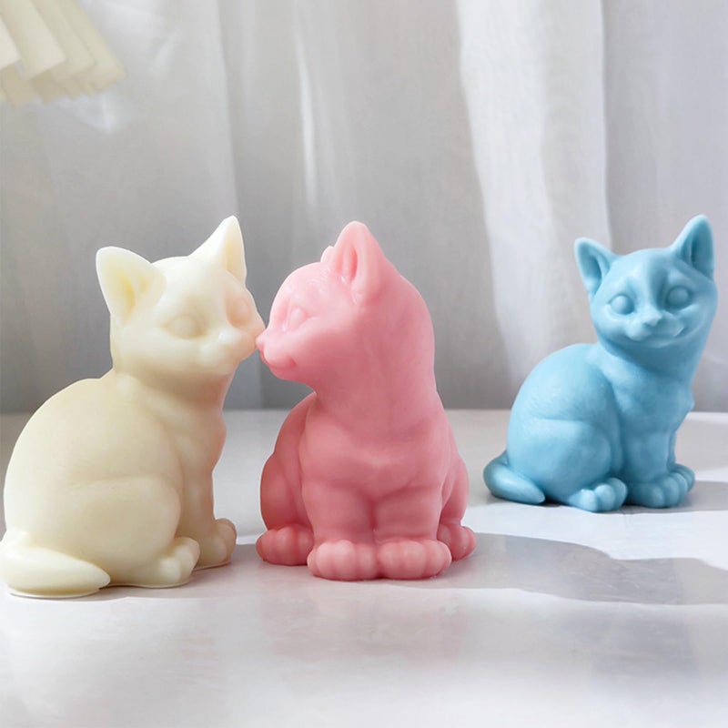 Wehous 2PCS Cat Silicone Molds, 3D Cat Animal Resin Candle Soap Molds, Cute Animal Fondant Chocolate Cake Cupcake Decor Mold, Unique Pendant Car Freshie Keychain Concrete Plaster Home Ornament Mold - Image 5