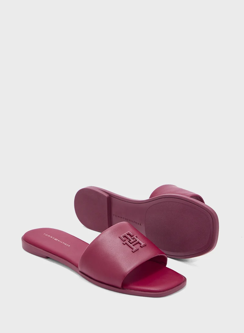 TOMMY HILFIGER Logo Hardware Leather Mule