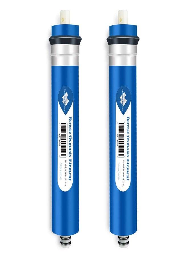 Membrane Solutions 50 GPD RO Membrane 1.75"x11.75" Standard Reverse Osmosis Membrane Filter Replacement for Kitchen Under Sink RO System and Aquarium Reef Tank, ROULP-1812-50 (2-Pack) - Image 1