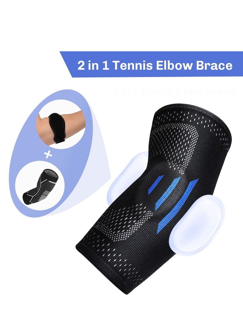 KASTWAVE 2 in 1 Tennis Elbow Brace for Men Women Compression Sleeve with Integrated Elbow Pads Breathable Tendonitis elbow Support Protector for Sports Golfer's Elbow Arthritis Treatment Reduce Joint Pain - Image 5