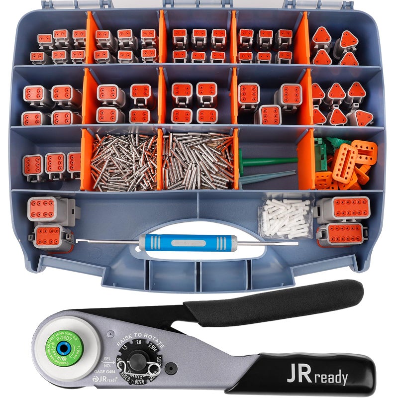 JRready ST6359 Deutsch Connector Kit 2 3 4 6 8 12 Pin DT Connectors Size 16 Solid Contacts 1620AWG Deutsch Crimp Tool Deutsch Pin Removal Tool Waterproof Automotive Electrical Connectors - Image 2