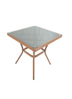 ليفينج اكسنتس طاولة مربعة ألومنيوم بسطح زجاجي بني وشفاف 75 x 70 x 70 سم SW23-ZF3018T  - Image 2