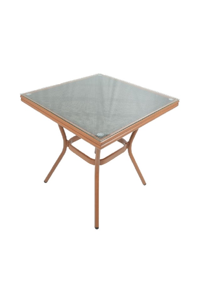 ليفينج اكسنتس طاولة مربعة ألومنيوم بسطح زجاجي بني وشفاف 75 x 70 x 70 سم SW23-ZF3018T  - Image 2