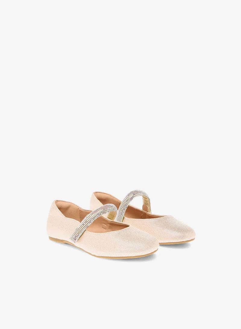 سيليست حذاء باليرينا مزين للبنات بإغلاق لاصق