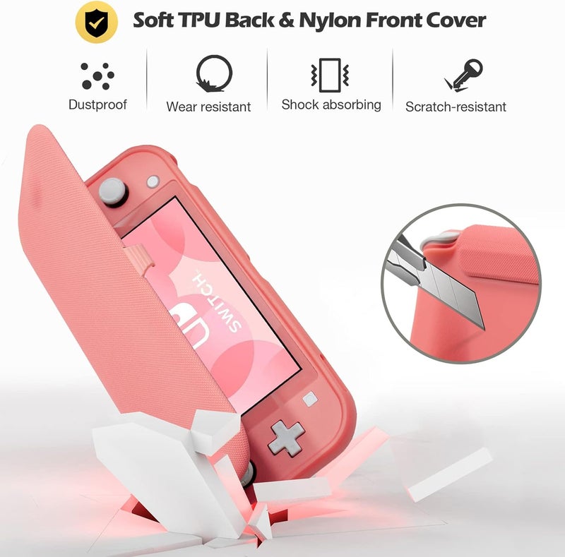 Procase Slim Protective Case for Nintendo Switch Lite with Magnetically Detachable Front Cover, Coral - Image 3