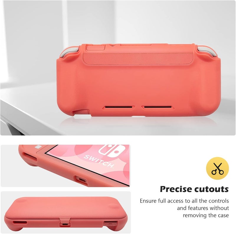 Procase Slim Protective Case for Nintendo Switch Lite with Magnetically Detachable Front Cover, Coral - Image 5