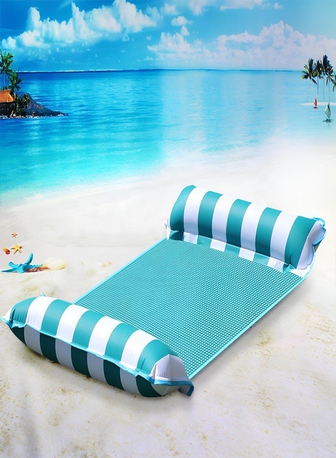 VWretails Inflatable Pool Float Hammock for Adults, Water Lounge Chair with Mesh Center & Dual Air Pillows, Foldable Pool & Beach Floating Bed, Heavy Duty Summer Swimming Float (Pack of Any 1) - Image 1