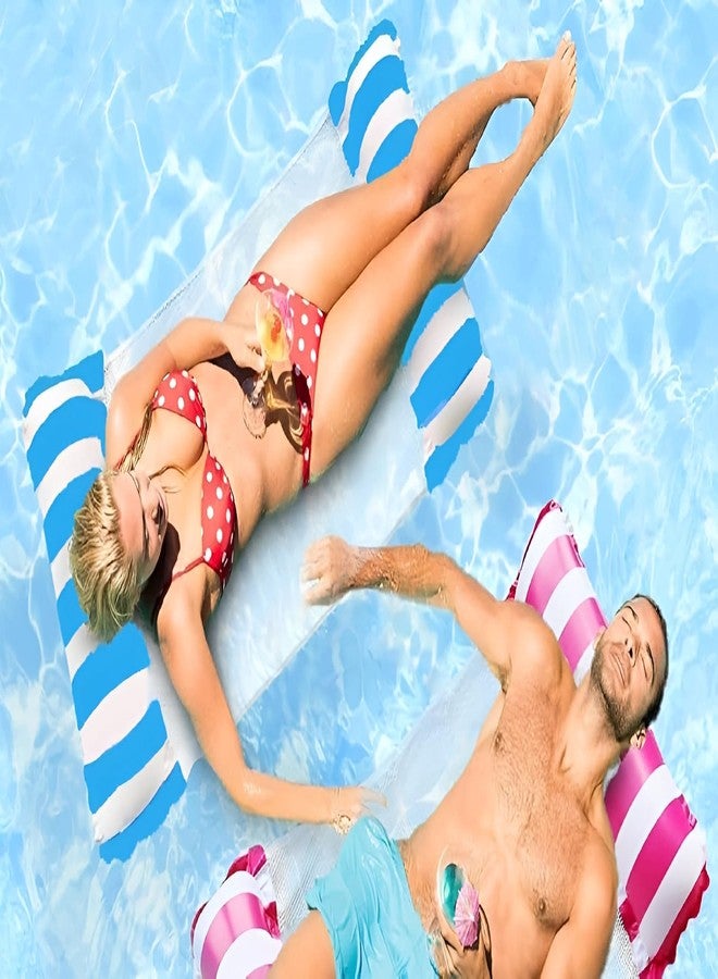 VWretails Inflatable Pool Float Hammock for Adults, Water Lounge Chair with Mesh Center & Dual Air Pillows, Foldable Pool & Beach Floating Bed, Heavy Duty Summer Swimming Float (Pack of Any 1) - Image 5
