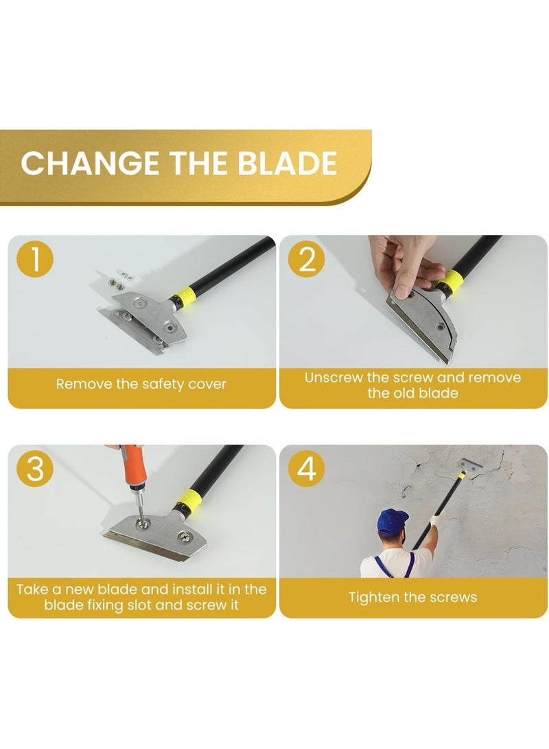 Heavy-Duty Razor Blade Scraper Tool – 90cm Long Handle with 11cm Metal Blade – Multi-Purpose Paint, Sticker, and Label Remover for Glass, Tiles, Floors, and Walls - Image 3