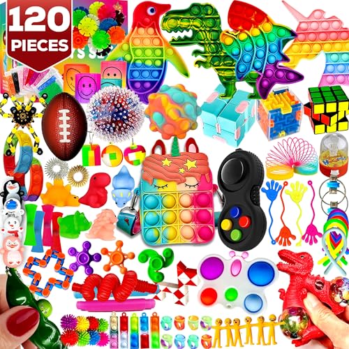 TwCare 120 Pcs Fidget Toys Pack, Pop Sensory Party Favors Set Gifts for Kids Adults Boy Girl Stocking Stuffers Autistic Bulk Goodie Bag Filler Treasure Box Classroom Prizes School - Image 1