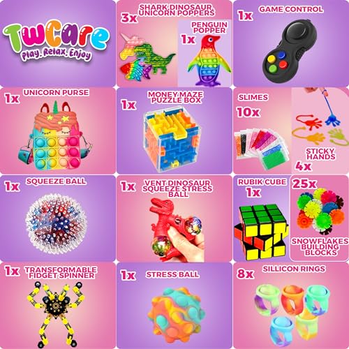 TwCare 120 Pcs Fidget Toys Pack, Pop Sensory Party Favors Set Gifts for Kids Adults Boy Girl Stocking Stuffers Autistic Bulk Goodie Bag Filler Treasure Box Classroom Prizes School - Image 4