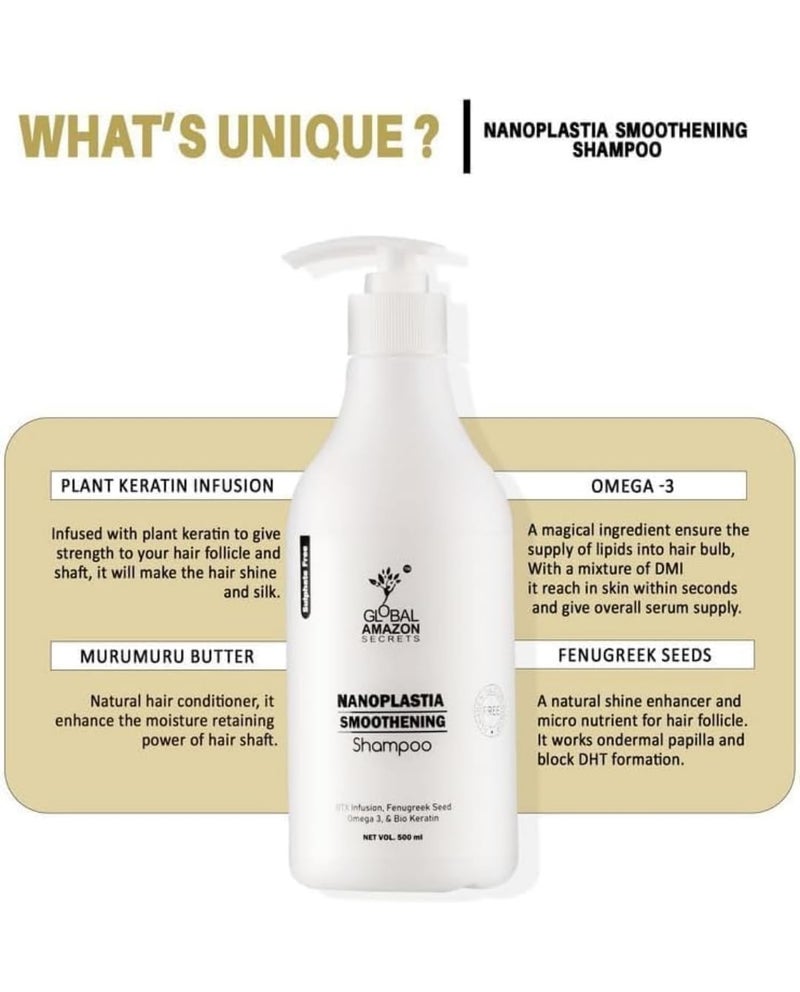 Generic Global Amazon Secrets Nanoplastia Smoothening Shampoo 500 ml STAR SCISSORS  - Image 3