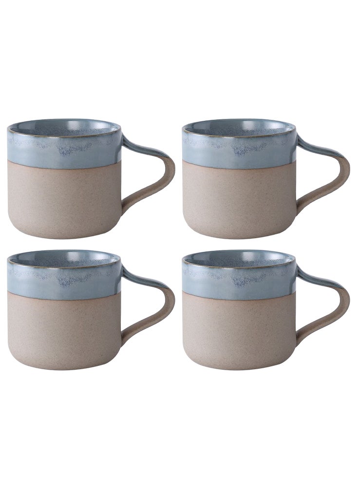 Perfii Set of 4 Handmade 270ml Two-Tone Colored Mugs Perfect for Specialty Coffee Drinks, Latte, Cafe, Mocha and Tea  - Image 1