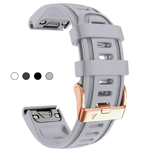 OUTVI 20mm Watch Band for Garmin fenix 5s fenix 6s fenix 7s pro quickfit 20 bands Replacement for garmin epix 2 42mm sapphire short strap Rose Gold women men Gray - Image 1