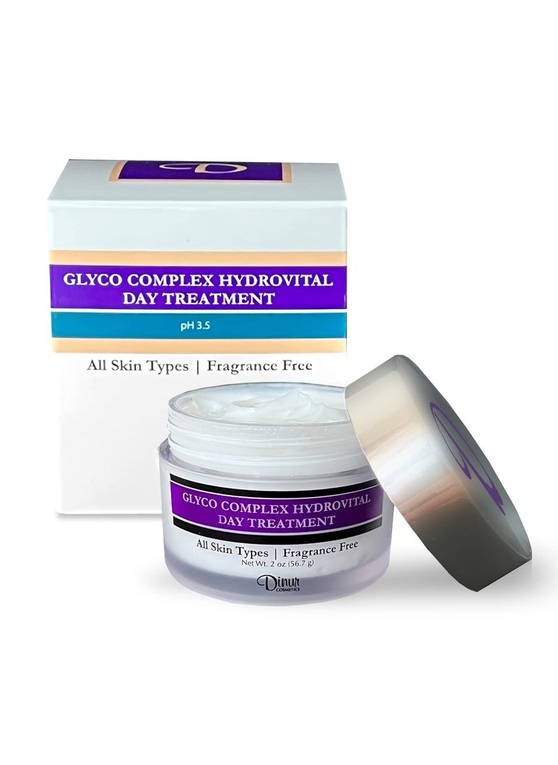 Dinur Cosmetics - Dinur Cosmetics Glyco Complex Day Treatment Lightweight Moisturizing Cream with Glycolic Acid Exfoliating & Hydrating Formula for Smoother Radiant Skin Ideal for Use Under Makeup or Alone 2 OZ - Image 1
