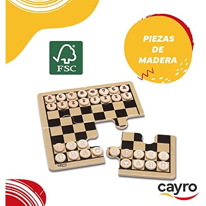 cayro Chess  From 5 Years  Metal Box  Triple Educational Table Game for Children and Adults  Board 12 x 195 x 5 cm  Ideal for 2 Players - Image 4