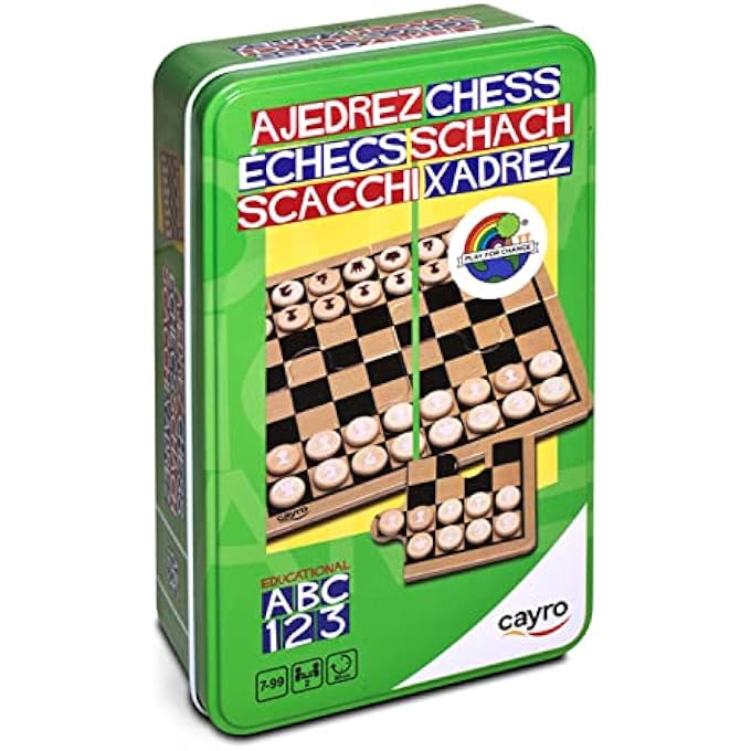 cayro Chess  From 5 Years  Metal Box  Triple Educational Table Game for Children and Adults  Board 12 x 195 x 5 cm  Ideal for 2 Players - Image 1