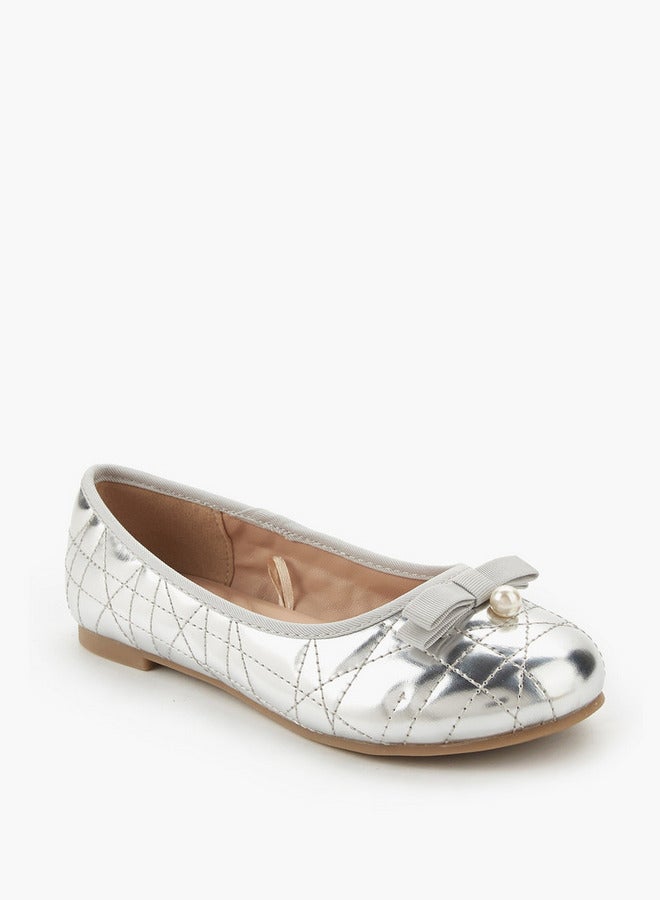 Little Missy Girls Quilted Ballerina Shoes - Image 1