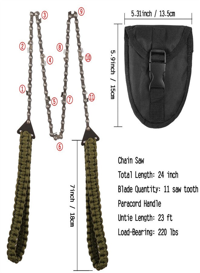 KASTWAVE Pocket Chainsaw With Handles, Field Survival Folding Hand Saw Chain Portable with Bag, Foldin Bi-Directional Cutting Teeth Camping Saw Wood Saw Hunting Saws, Emergency Survival Gear  - Image 3