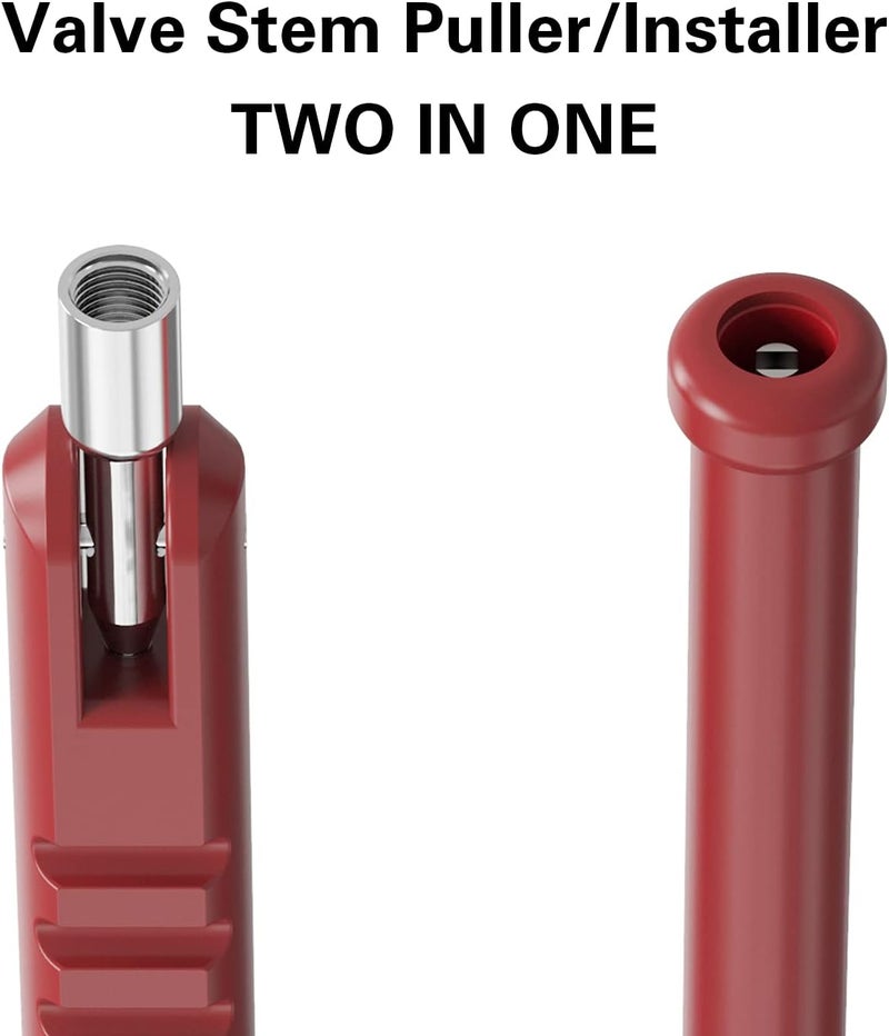 CKAuto Tire Valve Stem Puller/Installer with Tire Valve Core Tool, No Scratch High Tensile Strength Red Plastic Tire Valve Tool - Image 2