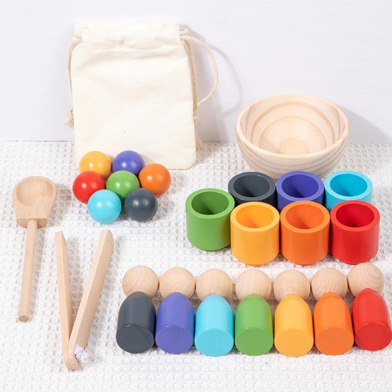 BBtinker Montessori Wooden Balls in Cups, Toddler Color Sorting Toys and Matching Game, Preschool Learning Activities Educational Fine Motor Skill Toy for Kids - Image 5