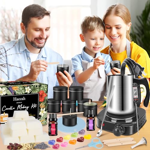 Haccah Complete Candle Making Kit With Wax Melter, Candle Making Supplies, DIY Arts&Crafts Kits Gift For Adults,Beginners,Including Bees Wax,500w Electric Stove,Wicks,Rich Scents,Wick Clips,Pouring Pot Etc. - Image 2