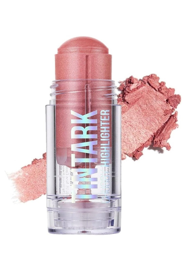 Tintark Cream Highlighter Makeup Stick Glow Face Highlighters Makeup Suit for Cheeks Body Eyeshadow Silver Light Pink Rose Gold Purple Champagne Vegan Talc Free 01 - Image 1