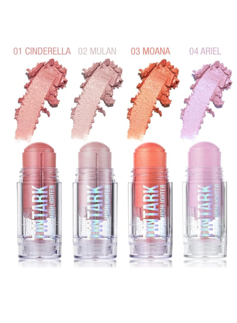 Tintark Cream Highlighter Makeup Stick Glow Face Highlighters Makeup Suit for Cheeks Body Eyeshadow Silver Light Pink Rose Gold Purple Champagne Vegan Talc Free 01 - Image 2
