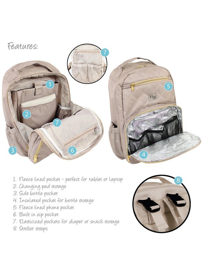 hudson baby Hudson Baby Unisex Baby Premium Diaper Bag Backpack and Changing Pad, Taupe, One Size - Image 3