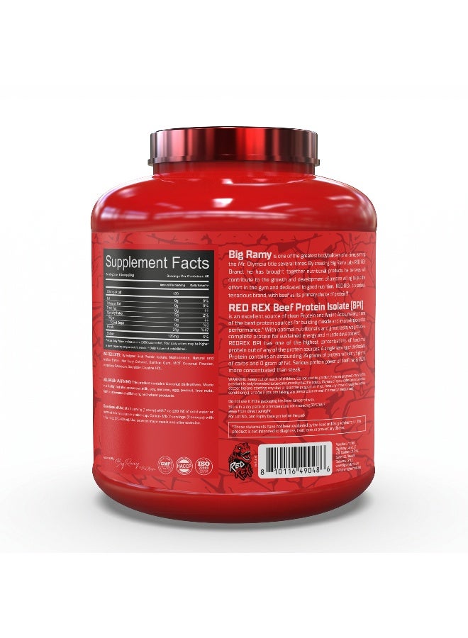 RED REX Beef Protein Isolate Powder - Vanilla Flavor - 4lb (1.81kg) - 24 g Protein Per Serving - 60 Servings - for Muscle Growth & Recovery - Image 2