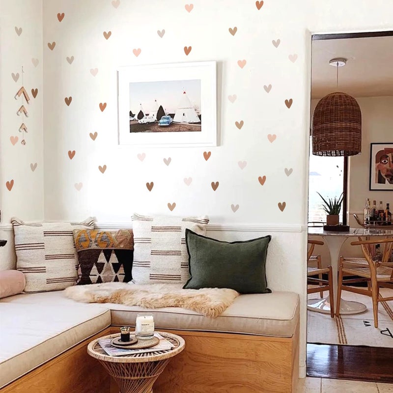 YouRfocus Boho Wall Decal for Girls Bedroom 72 PCS, Boho Heart Wall Stickers Peel and Stick for Nursery Kids Room DÃ©cor, Removable Wall Decals Vinyl Murals DIY Cute Decorations (12 Sheets) - Image 2