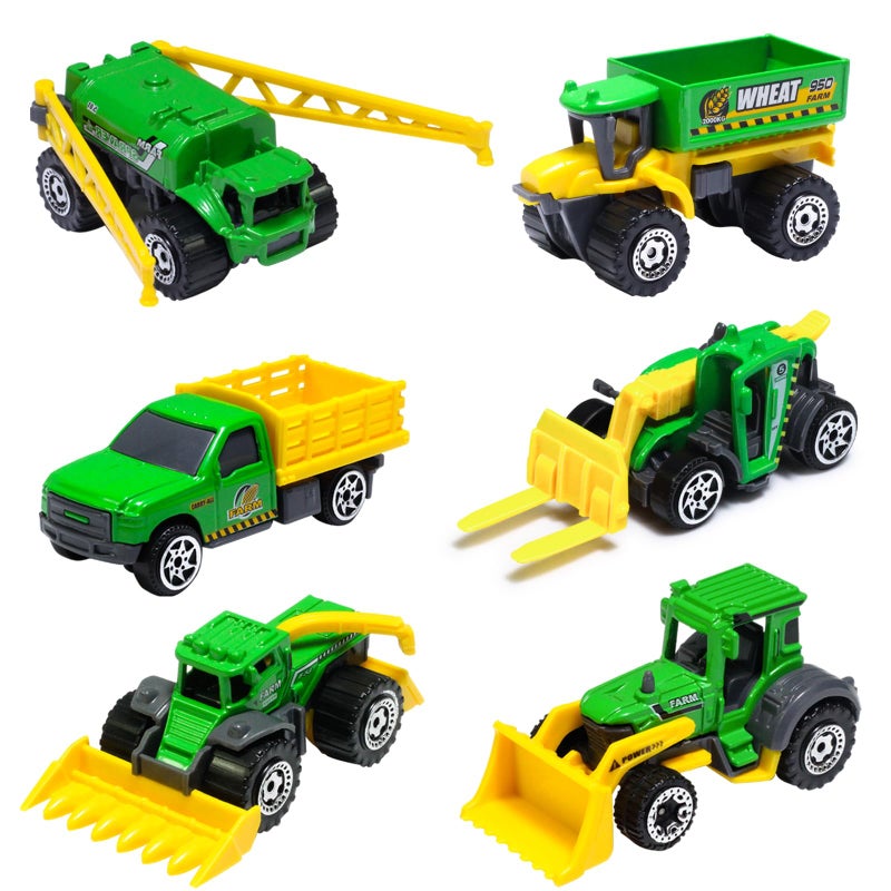 Oriate Children Diecasting Farm Car Toy Set 6pcs  Harvester  Transporter  Truck  Sprayer Small Farm Toys  Mini Cars Model Christmas  Birthday  3 Years Old and Up Boys Girls Gifts - Image 1