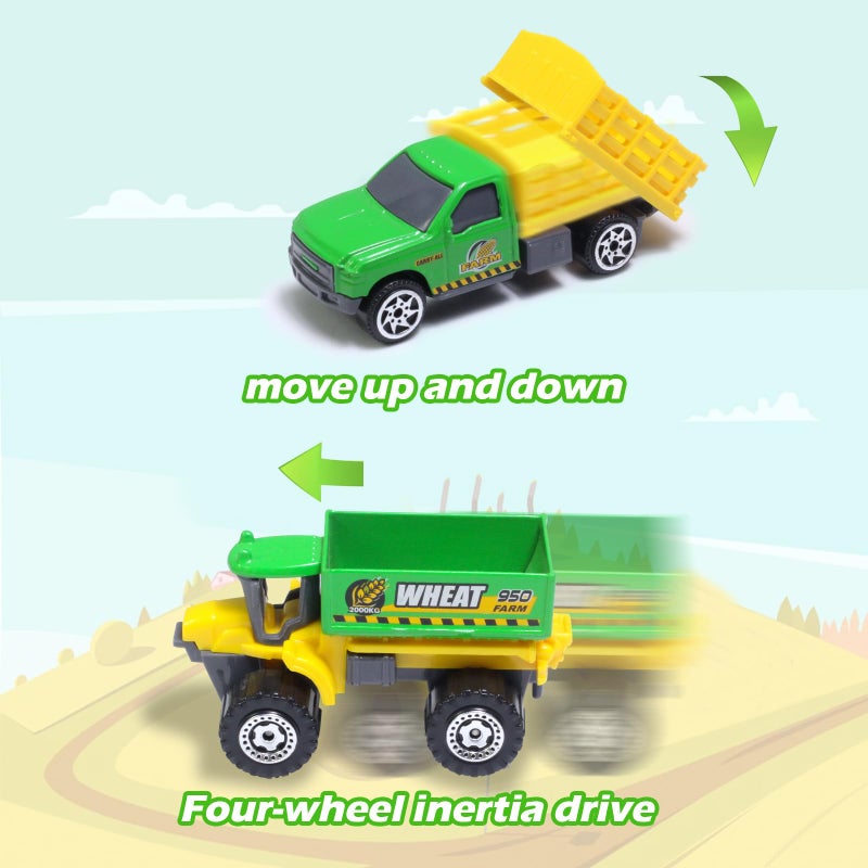 Oriate Children Diecasting Farm Car Toy Set 6pcs  Harvester  Transporter  Truck  Sprayer Small Farm Toys  Mini Cars Model Christmas  Birthday  3 Years Old and Up Boys Girls Gifts - Image 4