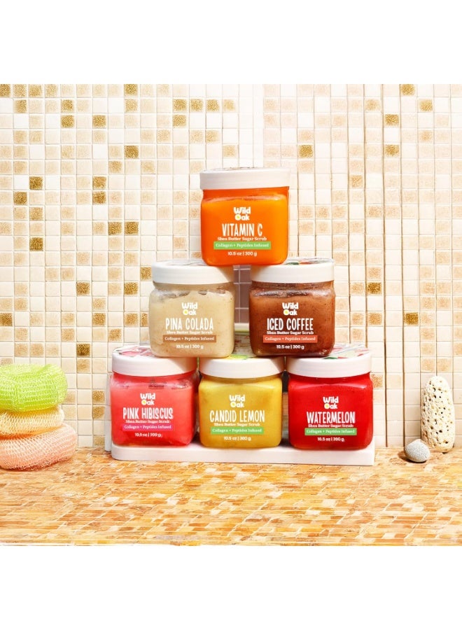 WILD OAK WildOak Moroccan Rose Shea Butter Sugar Scrub | Collagen + Peptides Infused | 300gm | Exfoliating, Moisturising & Brightening | Tan Removal & Strawberry Skin | Body Polish Scrub - Image 3