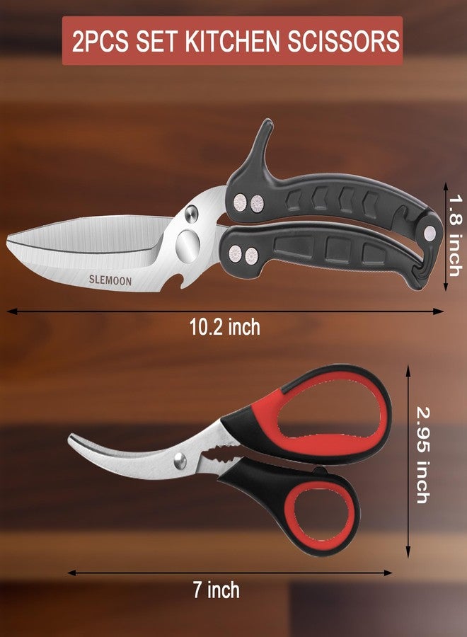SLEMOON Heavy Duty Poultry Shears Kitchen Salad Scissors for Chicken Turkey Herb Vegetable 2pcs set Black - Image 5