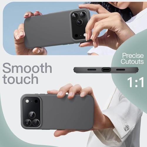 DIZORO Compatible with (iPhone 17 Pro Max Case)(2025), Liquid Silicone 3 Layers Full Covered Soft Gel Rubber Phone Case,Shockproof Protective Cover with Anti-Scratch Microfiber Lining-Dark Grey - Image 3