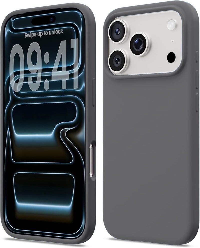 DIZORO Compatible with (iPhone 17 Pro Max Case)(2025), Liquid Silicone 3 Layers Full Covered Soft Gel Rubber Phone Case,Shockproof Protective Cover with Anti-Scratch Microfiber Lining-Dark Grey - Image 1