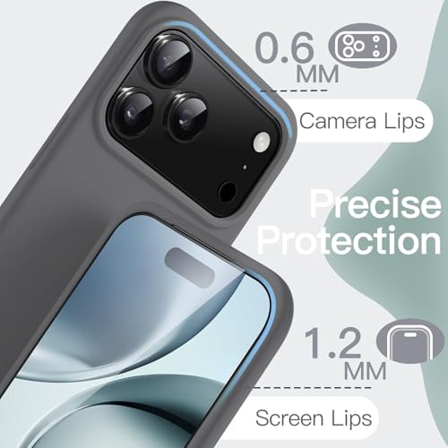 DIZORO Compatible with (iPhone 17 Pro Max Case)(2025), Liquid Silicone 3 Layers Full Covered Soft Gel Rubber Phone Case,Shockproof Protective Cover with Anti-Scratch Microfiber Lining-Dark Grey - Image 2
