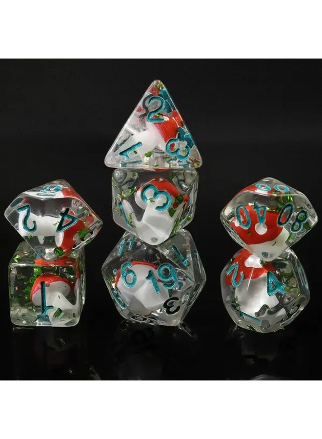 Transparent Fantasy Mushroom Ladybug Resin Dice Set 7pcs Handmade Tabletop Game Accessories - Image 4