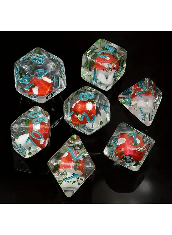 Transparent Fantasy Mushroom Ladybug Resin Dice Set 7pcs Handmade Tabletop Game Accessories - Image 3