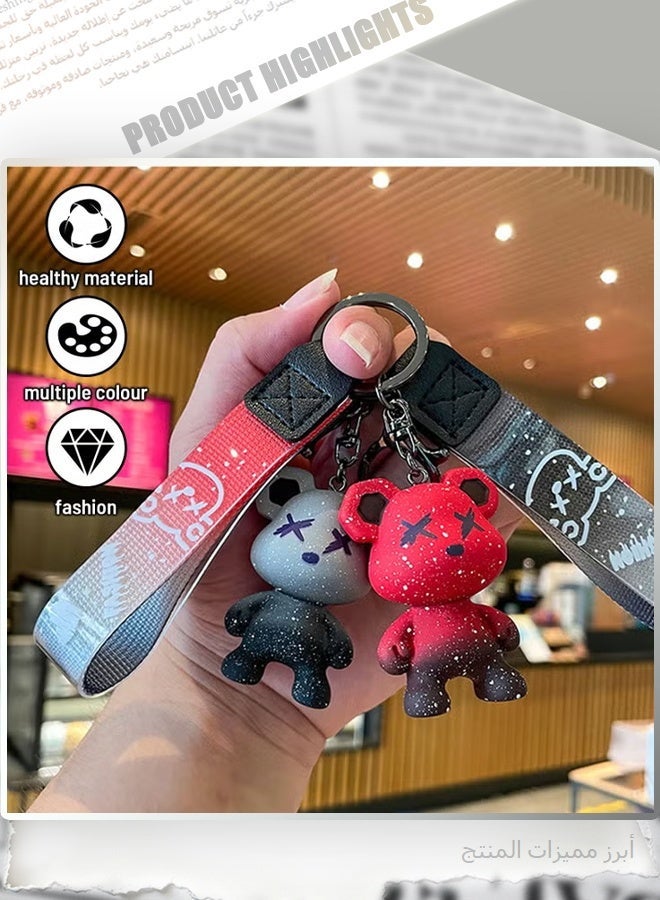 SUPREME Couple Keychains Set, 2PCS Astronaut Bear & Starry Sky Bear Keychains, Trendy Pendant Accessories with Gift Box for Anniversary Birthday Gifts - Image 5
