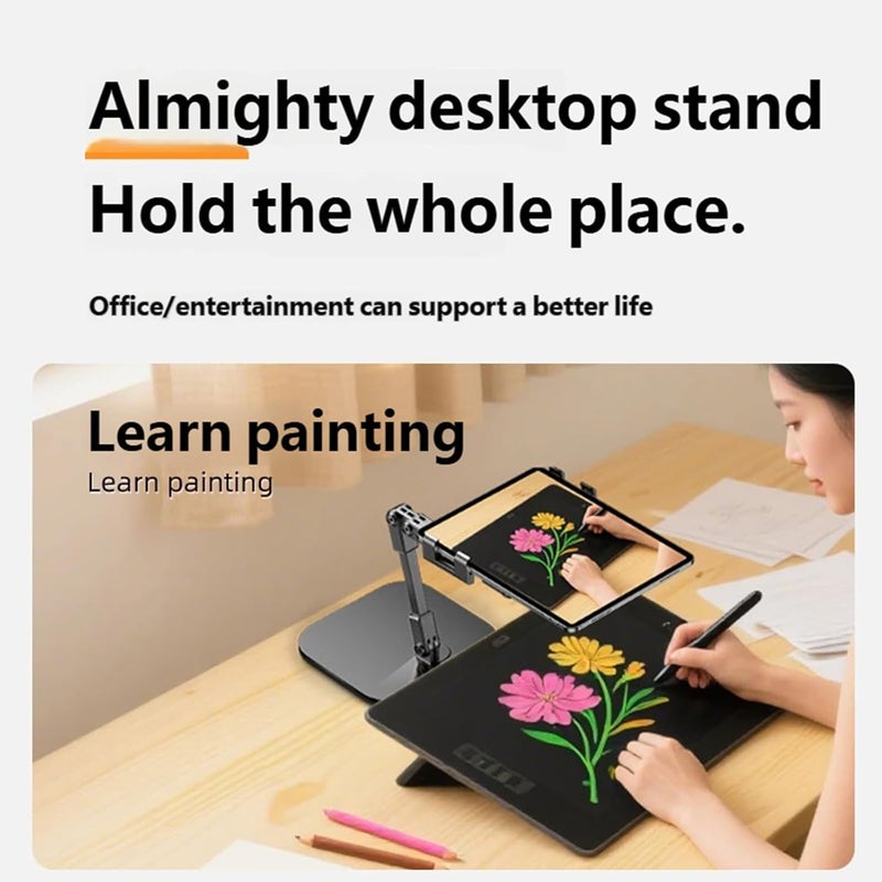 Tablets Stand for Work Study Entertainment Featuring Adjustable Heights Tilts Foldable Design Use Adjustable Tablets Holder - Image 4